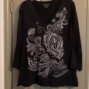Chico’s embroidered top. Size 3
